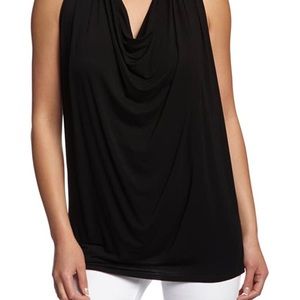 Michael Stars Black Loretta Drape Neck Sleeveless Knit Top